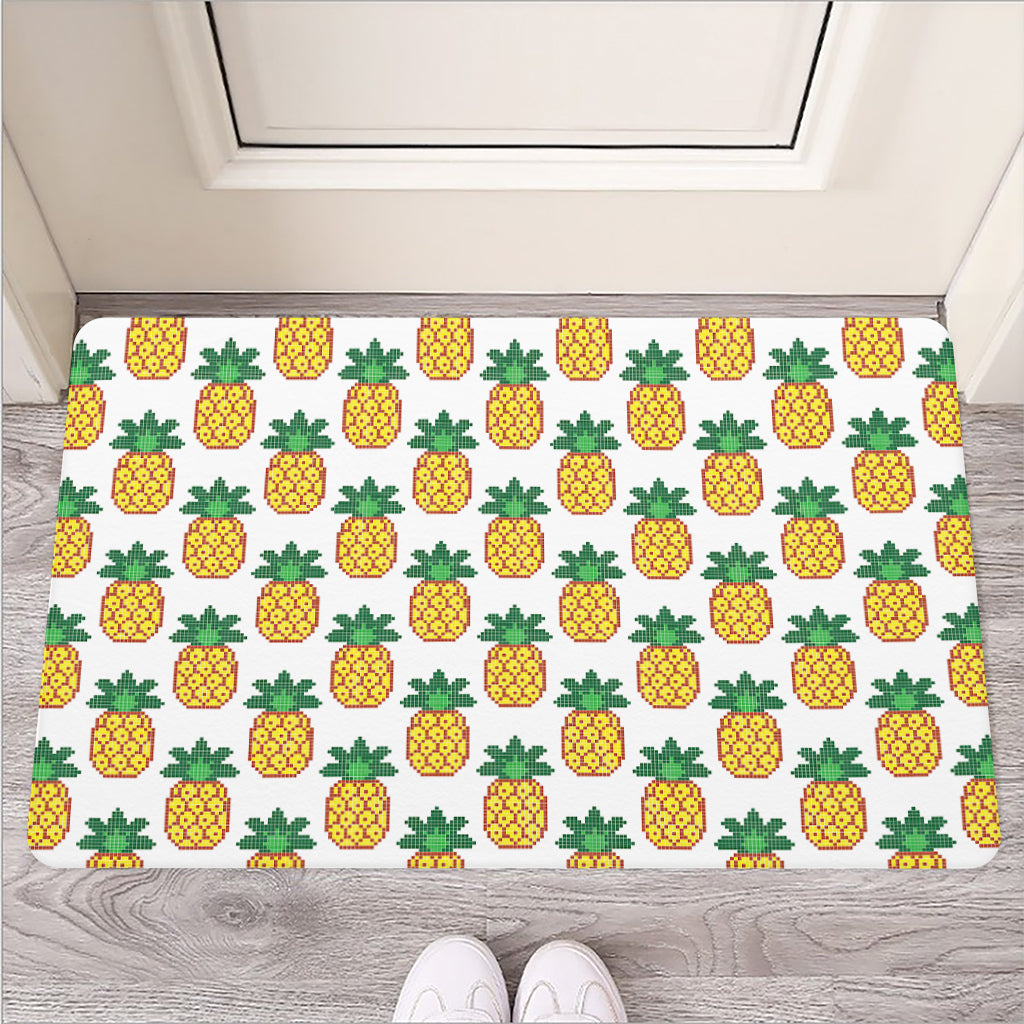 Pixel Pineapple Pattern Print Rubber Doormat