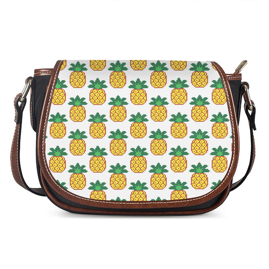 Pixel Pineapple Pattern Print Saddle Bag