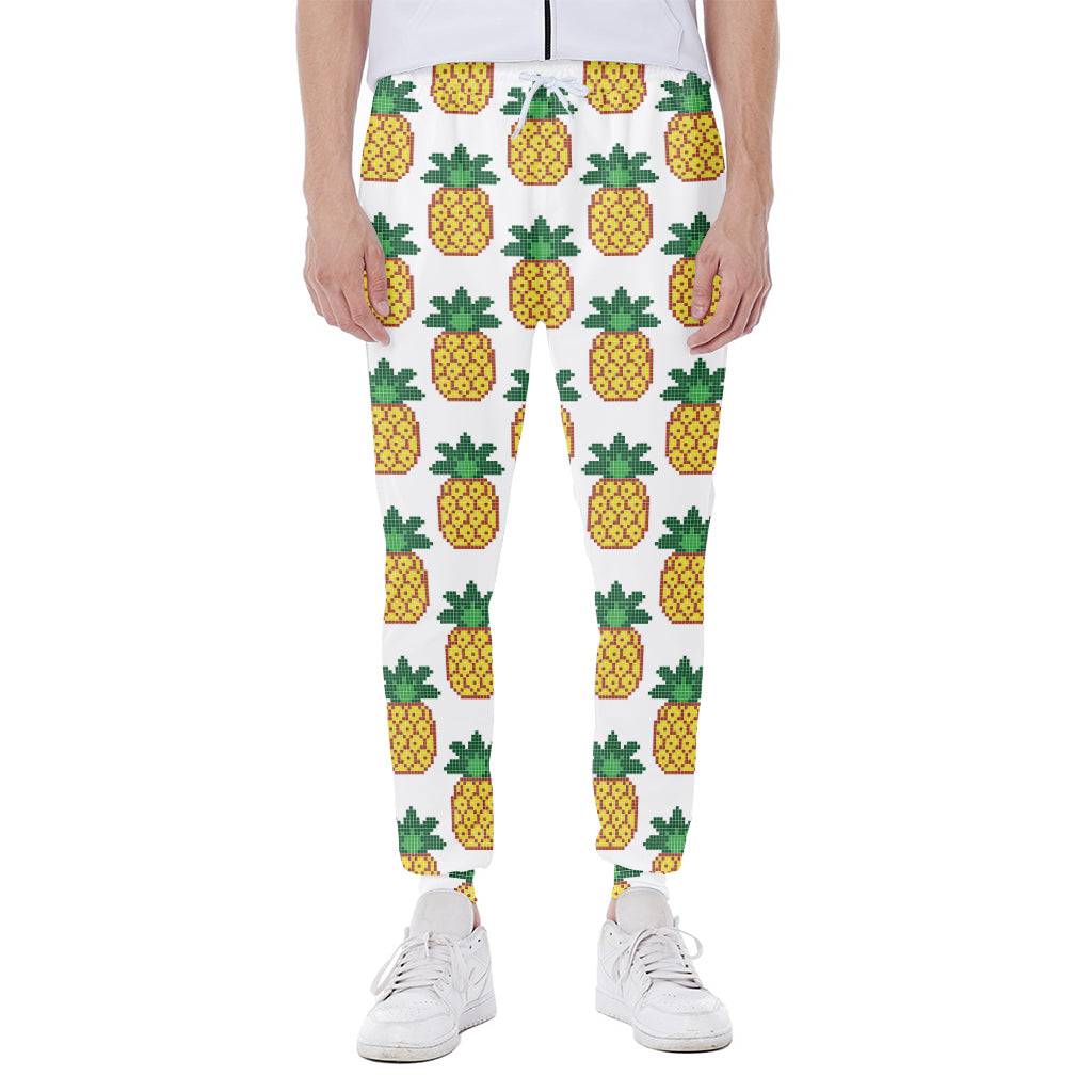 Pixel Pineapple Pattern Print Scuba Joggers