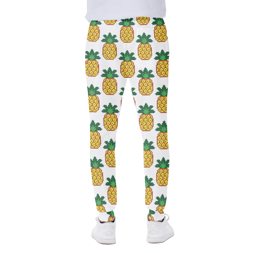 Pixel Pineapple Pattern Print Scuba Joggers