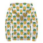 Pixel Pineapple Pattern Print Sherpa Lined Zip Up Hoodie