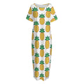 Pixel Pineapple Pattern Print Short Sleeve Long Nightdress