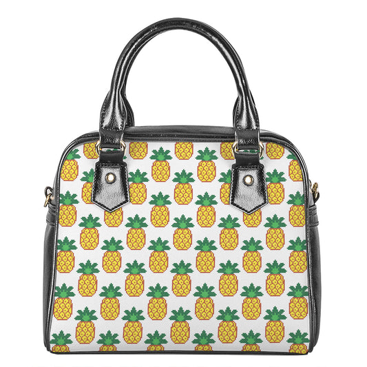 Pixel Pineapple Pattern Print Shoulder Handbag