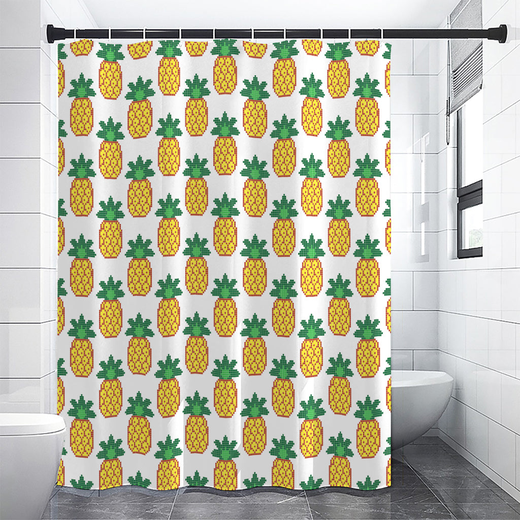 Pixel Pineapple Pattern Print Shower Curtain