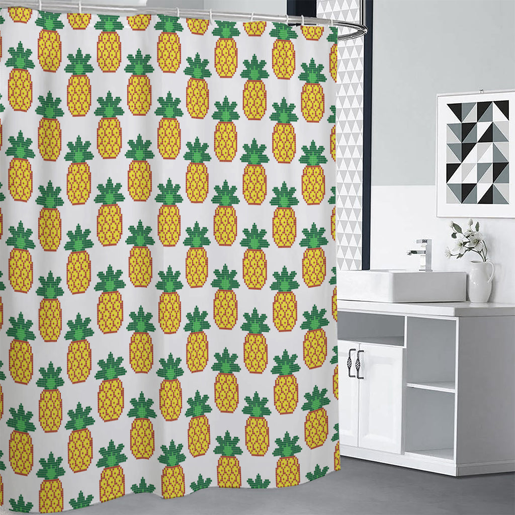 Pixel Pineapple Pattern Print Shower Curtain
