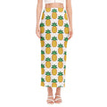 Pixel Pineapple Pattern Print Side Slit Maxi Skirt