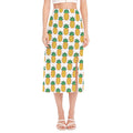 Pixel Pineapple Pattern Print Side Slit Midi Skirt