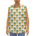 Pixel Pineapple Pattern Print Sleeveless Baseball Jersey