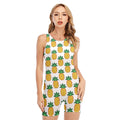 Pixel Pineapple Pattern Print Sleeveless One Piece Swimsuit