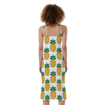 Pixel Pineapple Pattern Print Slim Fit Midi Cami Dress