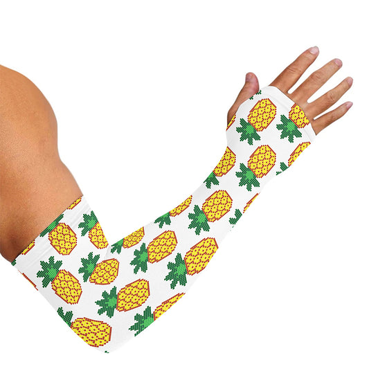 Pixel Pineapple Pattern Print Sun Protection Arm Sleeves
