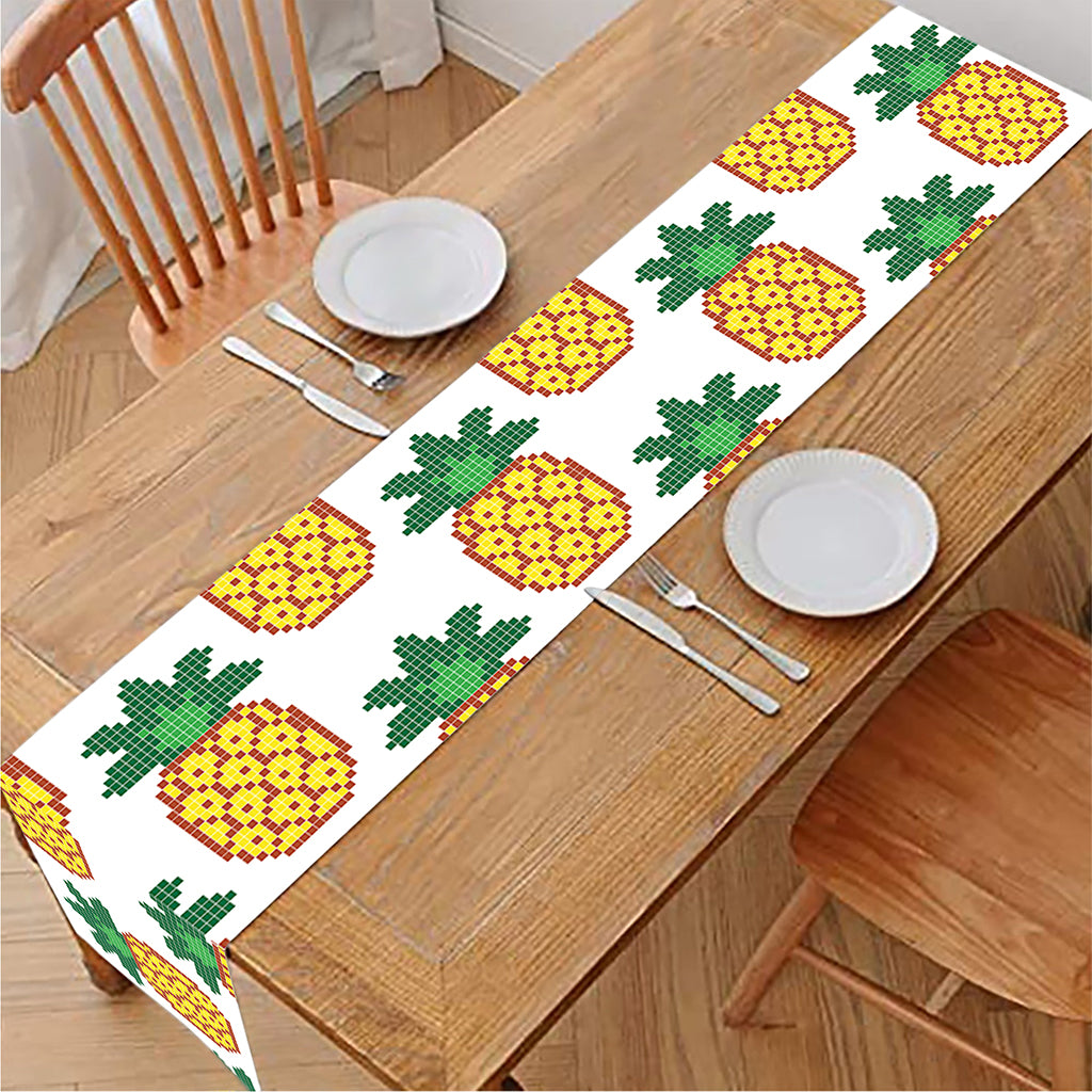 Pixel Pineapple Pattern Print Table Runner