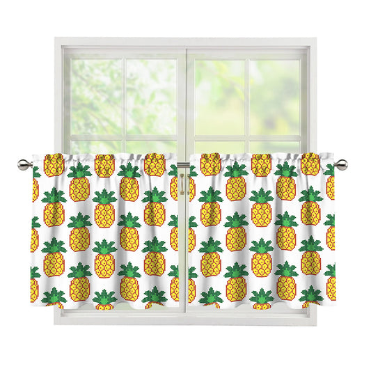 Pixel Pineapple Pattern Print Tier Curtains