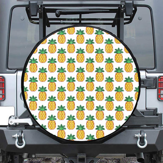 Pixel Pineapple Pattern Print Tire Cover
