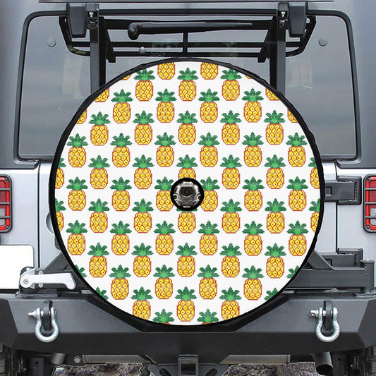 Pixel Pineapple Pattern Print Tire Cover With Camera Hole