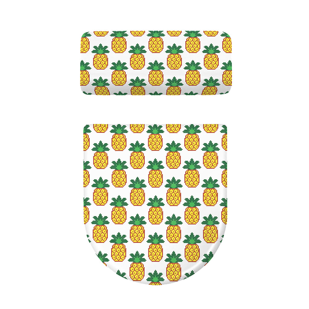 Pixel Pineapple Pattern Print Toilet Lid And Tank Cover Set