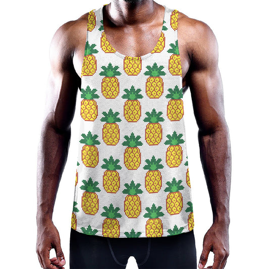 Pixel Pineapple Pattern Print Training Tank Top