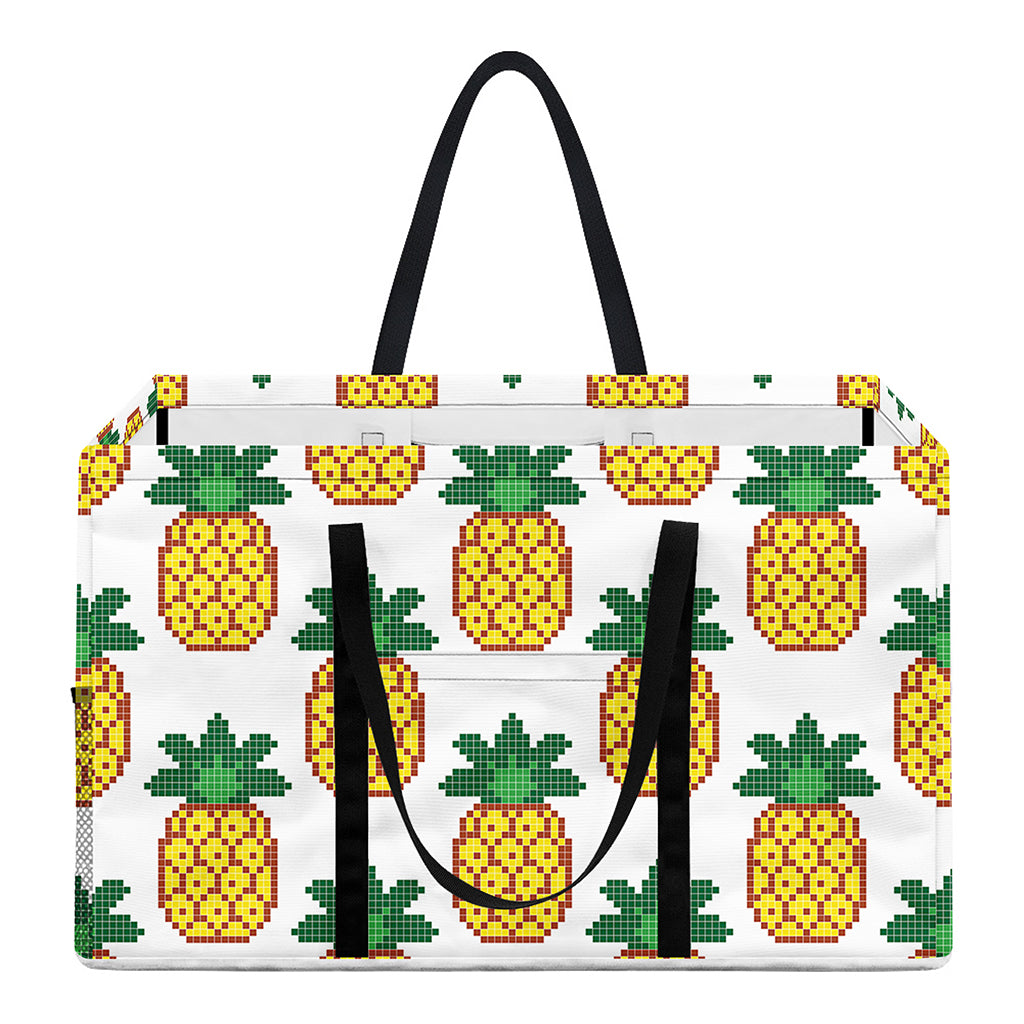 Pixel Pineapple Pattern Print Utility Tote Bag