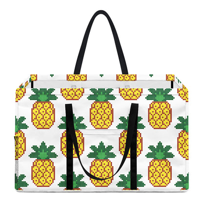 Pixel Pineapple Pattern Print Utility Tote Bag