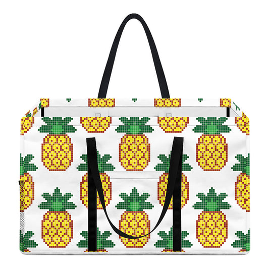 Pixel Pineapple Pattern Print Utility Tote Bag