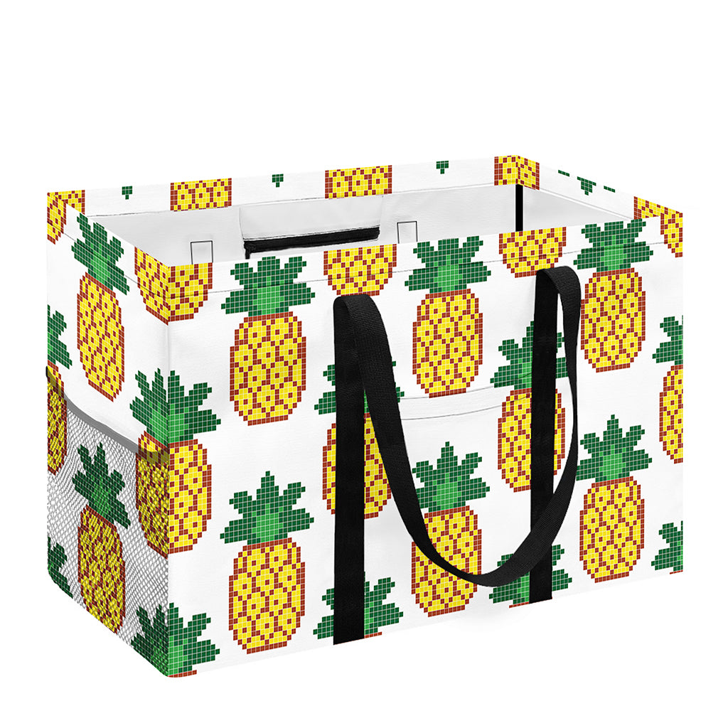 Pixel Pineapple Pattern Print Utility Tote Bag