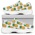 Pixel Pineapple Pattern Print White Chunky Shoes