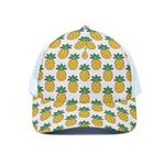 Pixel Pineapple Pattern Print White Mesh Trucker Cap
