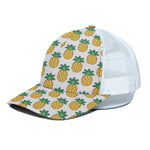 Pixel Pineapple Pattern Print White Mesh Trucker Cap
