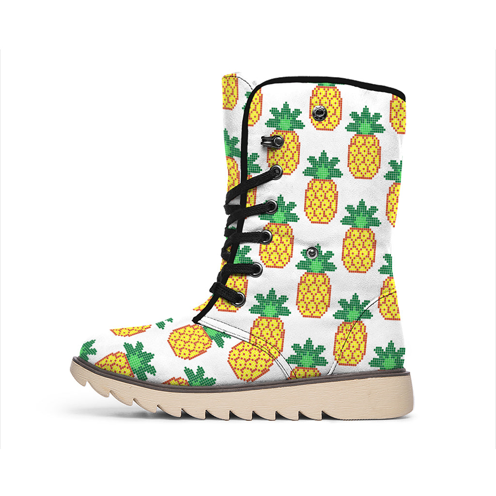 Pixel Pineapple Pattern Print Winter Boots
