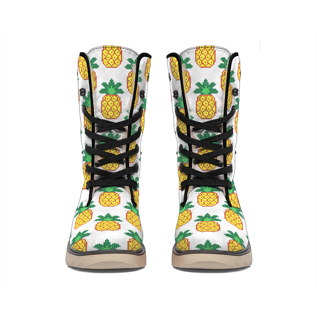 Pixel Pineapple Pattern Print Winter Boots