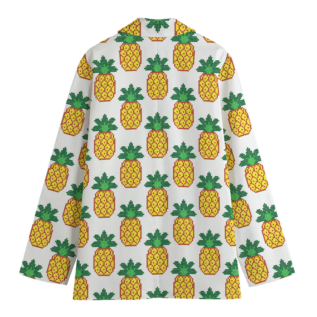 Pixel Pineapple Pattern Print Women's Blazer