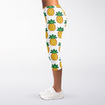 Pixel Pineapple Pattern Print Women's Capri Leggings