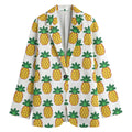 Pixel Pineapple Pattern Print Women's Cotton Blazer