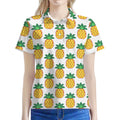 Pixel Pineapple Pattern Print Women's Polo Shirt