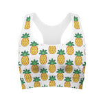 Pixel Pineapple Pattern Print Women's Sports Bra