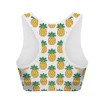 Pixel Pineapple Pattern Print Women's Sports Bra