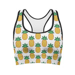 Pixel Pineapple Pattern Print Women's Sports Bra