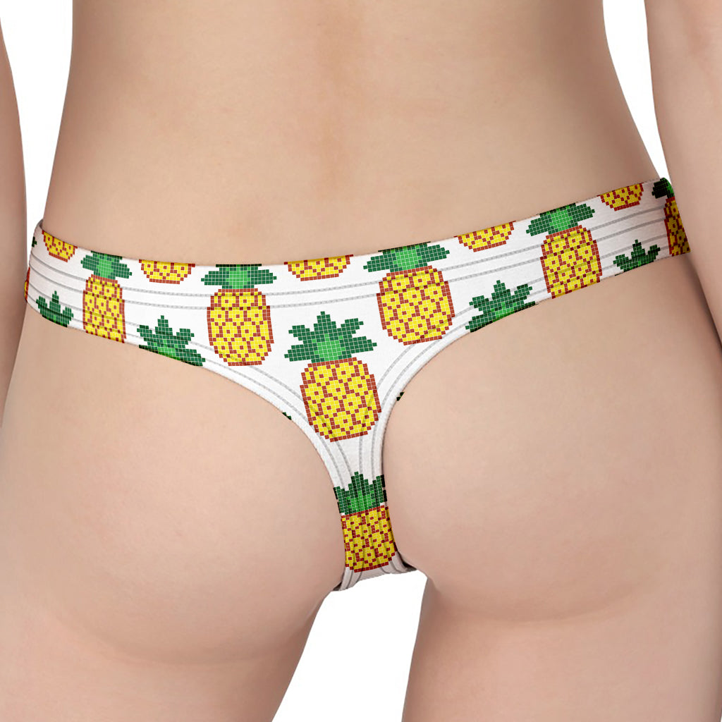 Pixel Pineapple Pattern Print Women's Thong