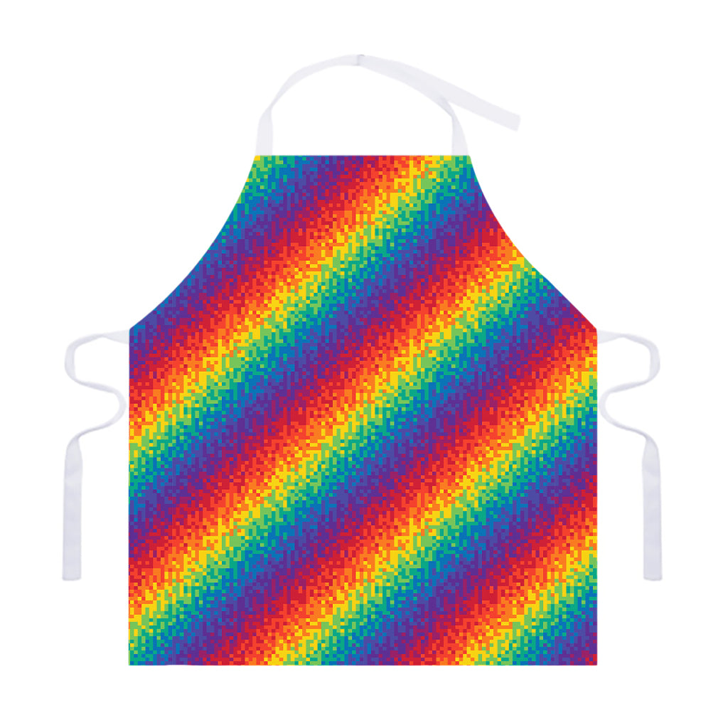 Pixel Rainbow Pattern Print Adjustable Apron
