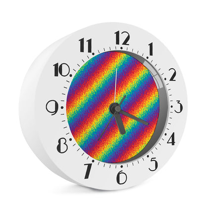 Pixel Rainbow Pattern Print Alarm Clock