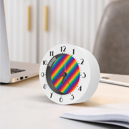 Pixel Rainbow Pattern Print Alarm Clock