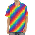 Pixel Rainbow Pattern Print Aloha Shirt