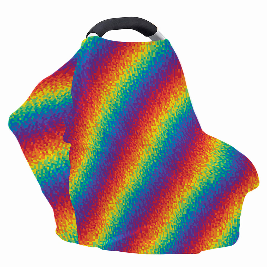 Pixel Rainbow Pattern Print Baby Seat Cover