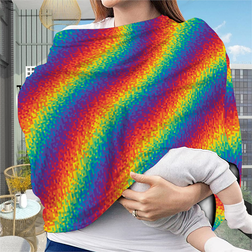Pixel Rainbow Pattern Print Baby Seat Cover