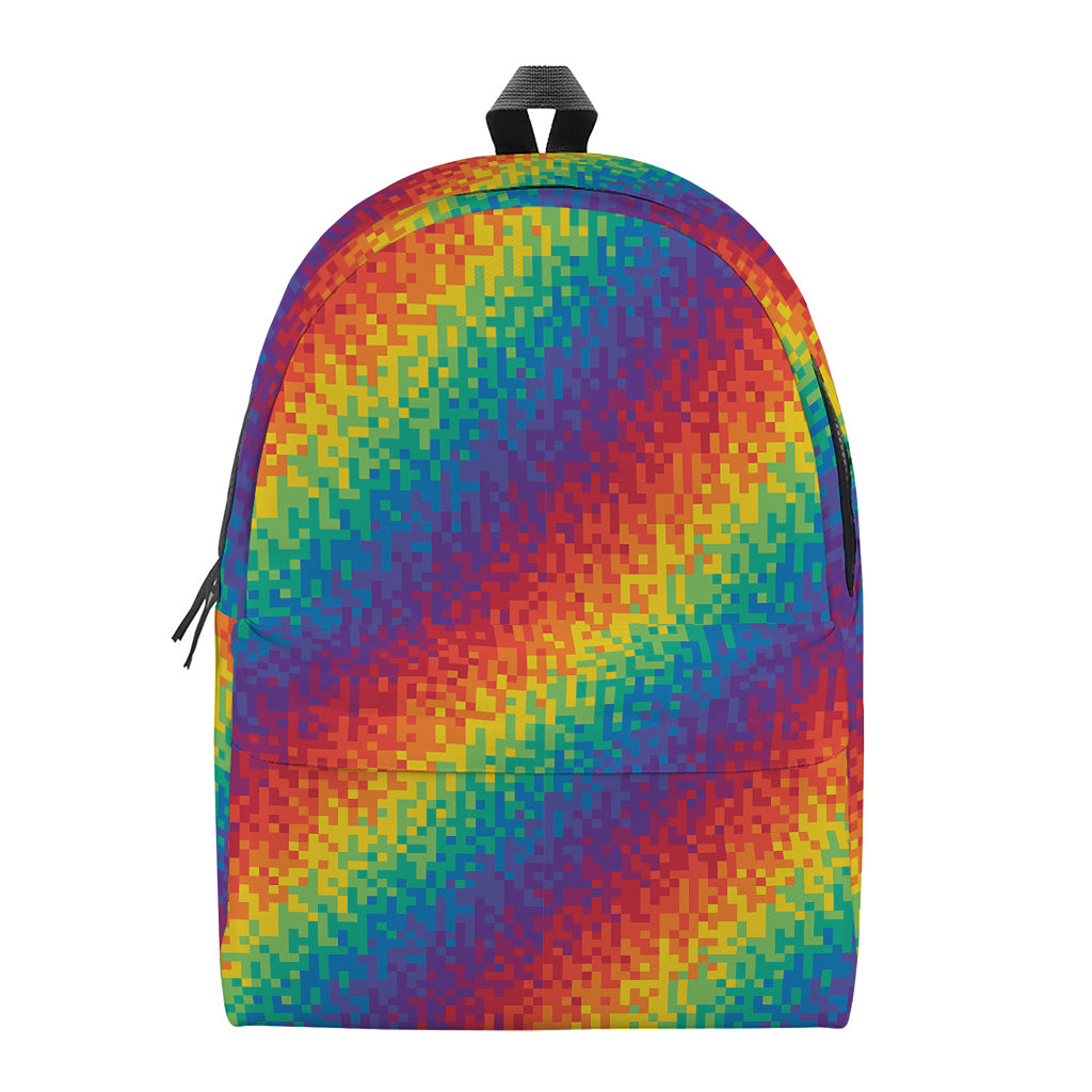 Pixel Rainbow Pattern Print Backpack