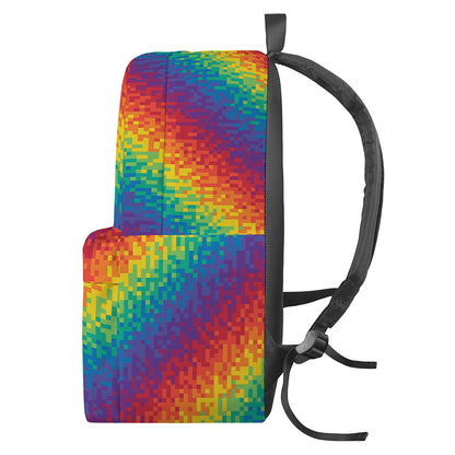 Pixel Rainbow Pattern Print Backpack