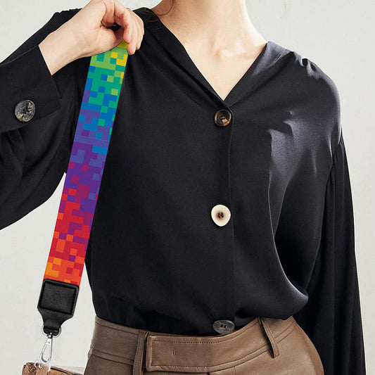 Pixel Rainbow Pattern Print Bag Strap
