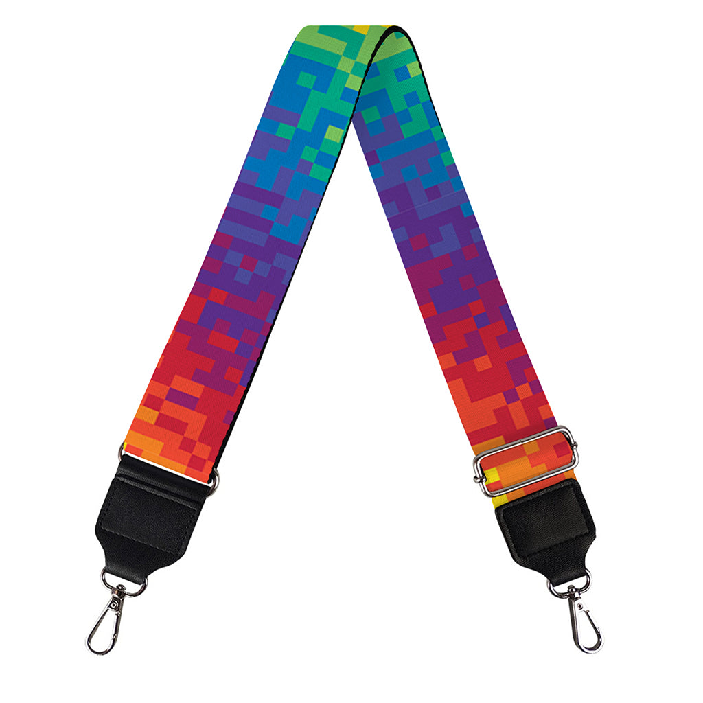 Pixel Rainbow Pattern Print Bag Strap