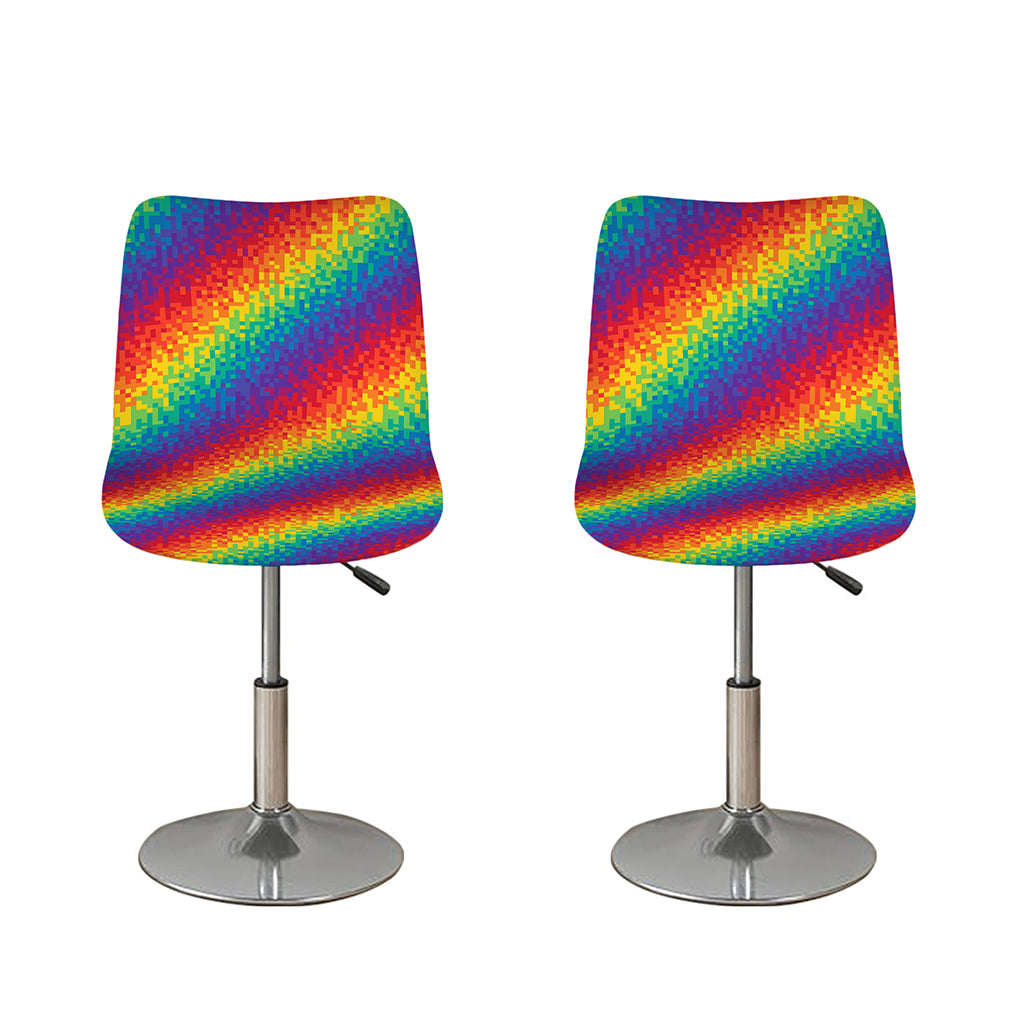 Pixel Rainbow Pattern Print Bar Stool Covers
