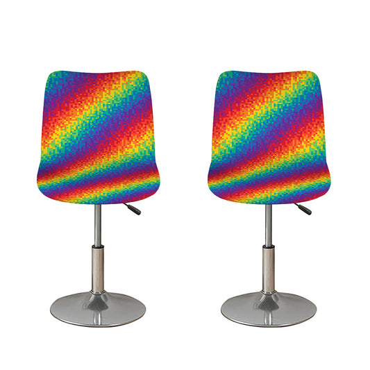 Pixel Rainbow Pattern Print Bar Stool Covers